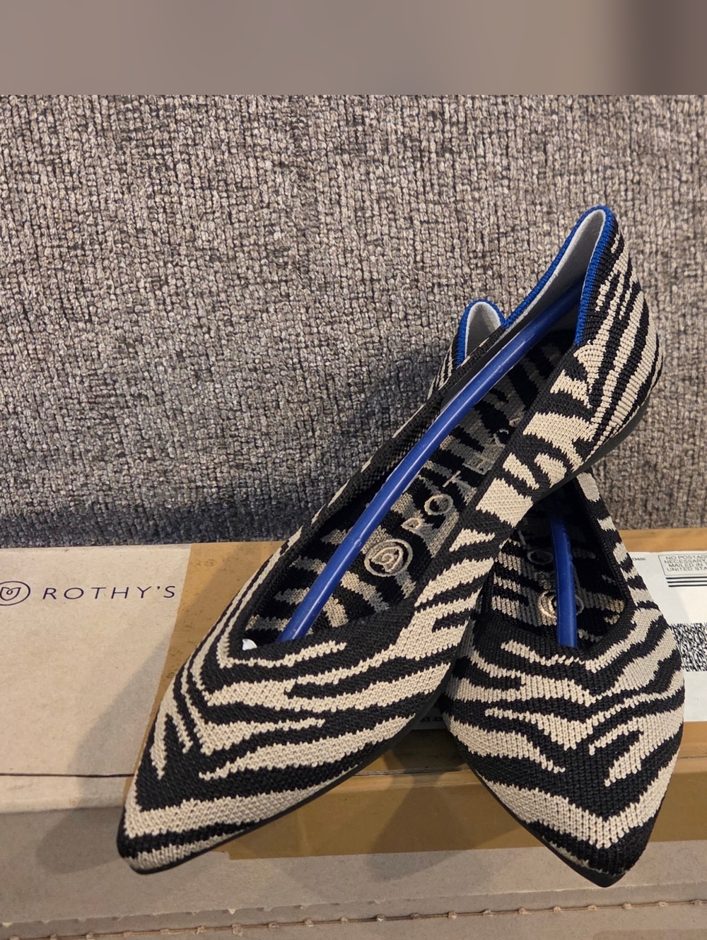Rothy's Black Zebra Flats (US 5.5)